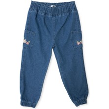 Hellobaby Hellobaby Kız Bebek Denim Pantolon Çiçek Baskılı Yok Uzun Paça