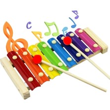 Eğitici Ahşap Ksilofon 8 Ton 25 cm 8 Tuşlu Sesli Çocuk Müzik Aleti