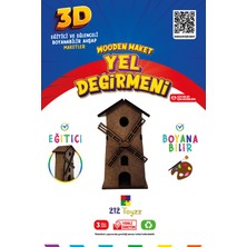 3D Boyanabilir Ahşap Yel Değirmen Maketi Çocuklar Için Eğitici Hobi