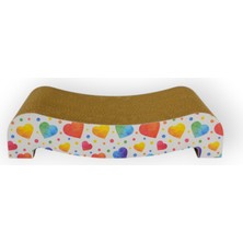 Feyza Design Renkli Kalp Desenli Kedi Tırmalama Kartonu 43,5X21X10CM