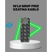 Zero Land Drnds Termal Akım Korumalı 10’lu Grup Priz USB Type-C Hızlı Şarj 2500W 2m Kablo