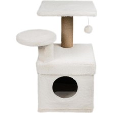 Feyza Design Beyaz 65X51X72 cm Kedi Oyun Evi ve Tırmalama Platformu
