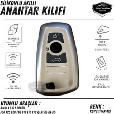 ŞüsCarOto Aksesuar Bmw 1 3 5 7 Serisi F30 F25 F20 F18 F16 F15 F10 & X1 X3 X4 X5 Uyumlu Silikon Anahtar Kılıfı Oto Anahtar Kabı Darbe Emici Anahtarlık Koyu Titan Gri