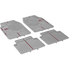 Image F1 Racing Şeritli (Tüm Modeller) Üniversal Kauçuk Oto Paspas Gri / Kırmızı Şeritli