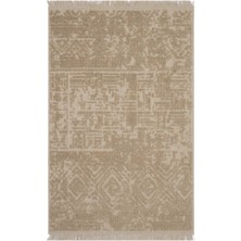 Cool Halı Rustika Bej Jüt Halı Bohem Eskitme Vintage Etnik Desenli Iskandinav Tarzı Kaymaz Dekoratif Jüt Kilim