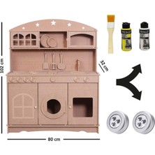 Ahşap Mdf Montessori Mutfak Oyuncak Seti 3 Kapaklı + 2 Boya