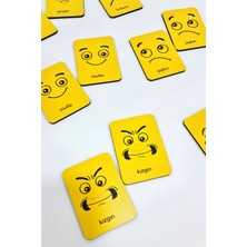 24 Parça Ahşap Sarı Duygular Eşleştirme Zeka Oyun Kartları