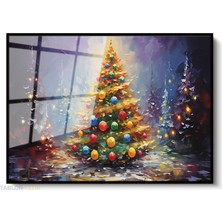 Tablonhazır Çerçeveli Yatay Cam Tablo Salon Duvar Tablosu Yatay Cam Yilbasiagaci Yeni Ev Hediyesi Ofis Tablosu