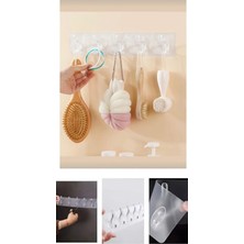 Evinizin Vitrini 5'li Yapışkanlı Şeffaf Duvar Askısı Banyo Mutfak Düzenleyici Askı Pratik Kanca Askılık