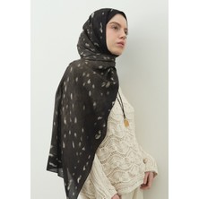Fresh Siyah Fawn Desenli Pamuk Viskon Şal