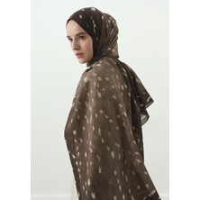 Fresh Fawn Desenli Pamuk Viskon Şal Vizon