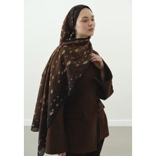 Fresh Fawn Desenli Pamuk Viskon Şal Kahverengi