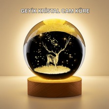 Zero Land Mtxdpn 3D Lazer Işlemeli Geyik Kristal Küre Sıcak Işıklı Gece Aydınlatması