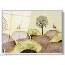 Tablonhazır Çerçeveli Yatay Cam Tablo Salon Duvar Tablosu Yatay Cam Soyutgeyik Yeni Ev Hediyesi Ofis Tablosu