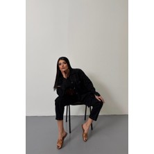 Balmior Denim Puntolu Gömlek-Pantolon Takım - Mavi