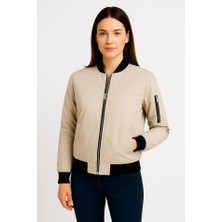 Balmior Içi Astarlı Fermuarlı Bomber Mont Ceket - Bej