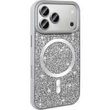Elsah Apple iPhone 17 Pro Max Uyumlu Lüks Elmas Tasarımlı Mıknatıslı Kılıf, Magsafe Şarj Özellikli Koruyucu Kapak