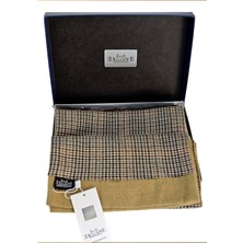 Exve Exclusive Kahverengi Siyah Bej Kazayağı Hediyelik Pu Deri Kutuda Çift Taraflı Yünlü Atkı Kutulu Şal Kaşkorse