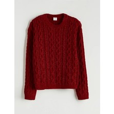 LC Waikiki Lcw Kids Kırmızı Bisiklet Yaka Kız Çocuk Triko Kazak