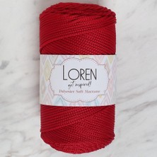 Loren Polyester Soft Macrame Koyu Kırmızı El Örgü İpi - LM020 - 34433