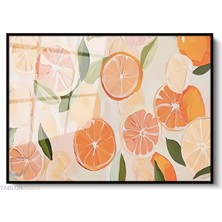 Tablonhazır Çerçeveli Yatay Cam Tablo Salon Duvar Tablosu Yatay Cam Turuncgiller Yeni Ev Hediyesi Ofis Tablosu