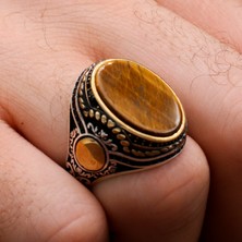 Mem Güney Silver Kaplan Gözü Taşlı 925 Ayar Gümüş Erkek Yüzük