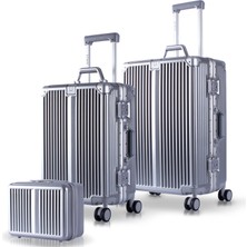 Zeplin Joya Pc Policarbon 3'lü Valiz Seti (Kabin Orta ve Makyaj) Silver