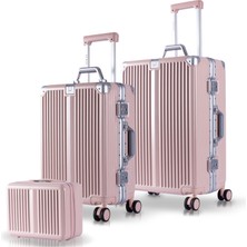 Zeplin Joya Pc Policarbon 3'lü Valiz Seti (Kabin Orta ve Makyaj) Pembe
