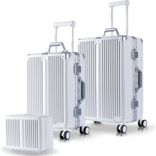 Zeplin Joya Pc Policarbon 3'lü Valiz Seti (Kabin Orta ve Makyaj) Beyaz