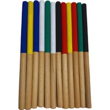 Ahşap Ritim Çubuğu 6 Çift 30 Cm, Renkli ve Dayanıklı Müzik Aksesuarı