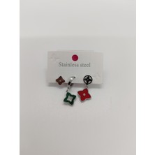 Cadde Dükkanı Renkli 3lü Çelik Küpe Silver