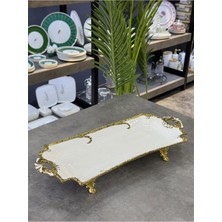 Acar Enwina Porselen Ayaklı Sunum Tabağı Dikdörtgen