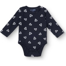 Hellobaby Hellobaby Kız Bebek Uzun Kol Body Kalp Baskılı Çıtçıtlı Çıtçıtlı Yaka Uzun Kol