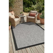 Enva Home Kilim Hasır Halı Kaymaz Taban Makinede Yıkanabilir Toz Hav Vermez Çerçeveli Sisal 6635 Siyah Gri