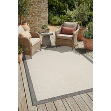 Enva Home Kilim Hasır Halı Kaymaz Taban Makinede Yıkanabilir Toz Hav Vermez Çerçeveli Sisal 6651 Gri Krem