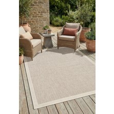 Enva Home Kilim Hasır Halı Kaymaz Taban Makinede Yıkanabilir Toz Hav Vermez Çerçeveli Sisal 6652 Bej Krem