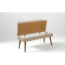 Eşyala. Toscana Sandıklı Kumaşlı Bank Ceviz Krem (110x47x82 cm)