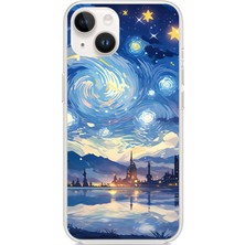 TechTree iPhone 13-14 Uyumlu Yıldızlı Gökyüzü ve Şehir Silüeti Baskılı Silikon Kılıf