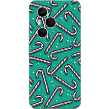 TechTree Honor 400 Pro Uyumlu Yılbaşı Ruhu Baston Şeker ve Kar Taneli Baskılı Silikon Kılıf