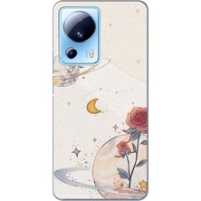 TechTree Xiaomi Mi 13 Lite Uyumlu Gezegen, Yıldız ve Gül Baskılı Silikon Kılıf