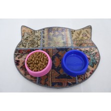Feyza Design 40X50CM Organik Yün Kedi Paspası, Renkli Desenli, Yumuşak ve Doğal