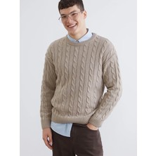 LC Waikiki Xsıde Bej Bisiklet Yaka Erkek Triko Kazak