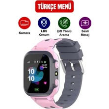 Çocuk Akıllı Saat, Konum Takip, Sim Kart, Lbs, Pembe Gri
