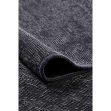 Ikizler Halı Antrasit  Şönil Kilim Makinede Yıkanabilir Kaymaz Taban Halı Yolluk Salon Mutfak Koridor Antre Halı