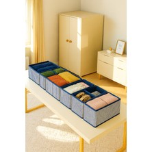 Luxway Home 8 Li Lacivert Çekmece Içi Düzenleyici Organizer Set – Katlanabilir Çok Amaçlı Kumaş Saklama Kutuları