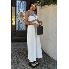 Faylora Eyesof Roba Çizgili Uzun Triko Elbise 2858