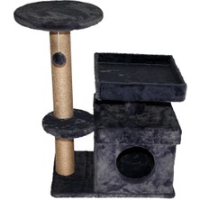 Feyza Design Kedi Oyun Evi ve Tırmalama Platformu, 39X72X87 Cm, Gri