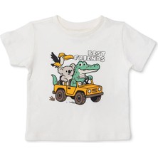 Hellobaby Hellobaby Erkek Bebek Tshirt Hayvan Baskılı Bisiklet Yaka Kısa Kol