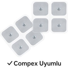 8'li Komplex Uyumlu Elektrot Tens Pedi, Çıtçıtlı, 5x5 Cm, Temiz ve Güvenli