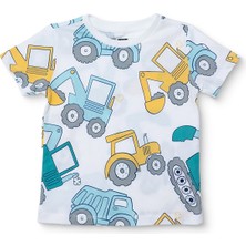 Hellobaby Hellobaby Erkek Bebek Tshirt Iş Makinası Baskılı Bisiklet Yaka Kısa Kol